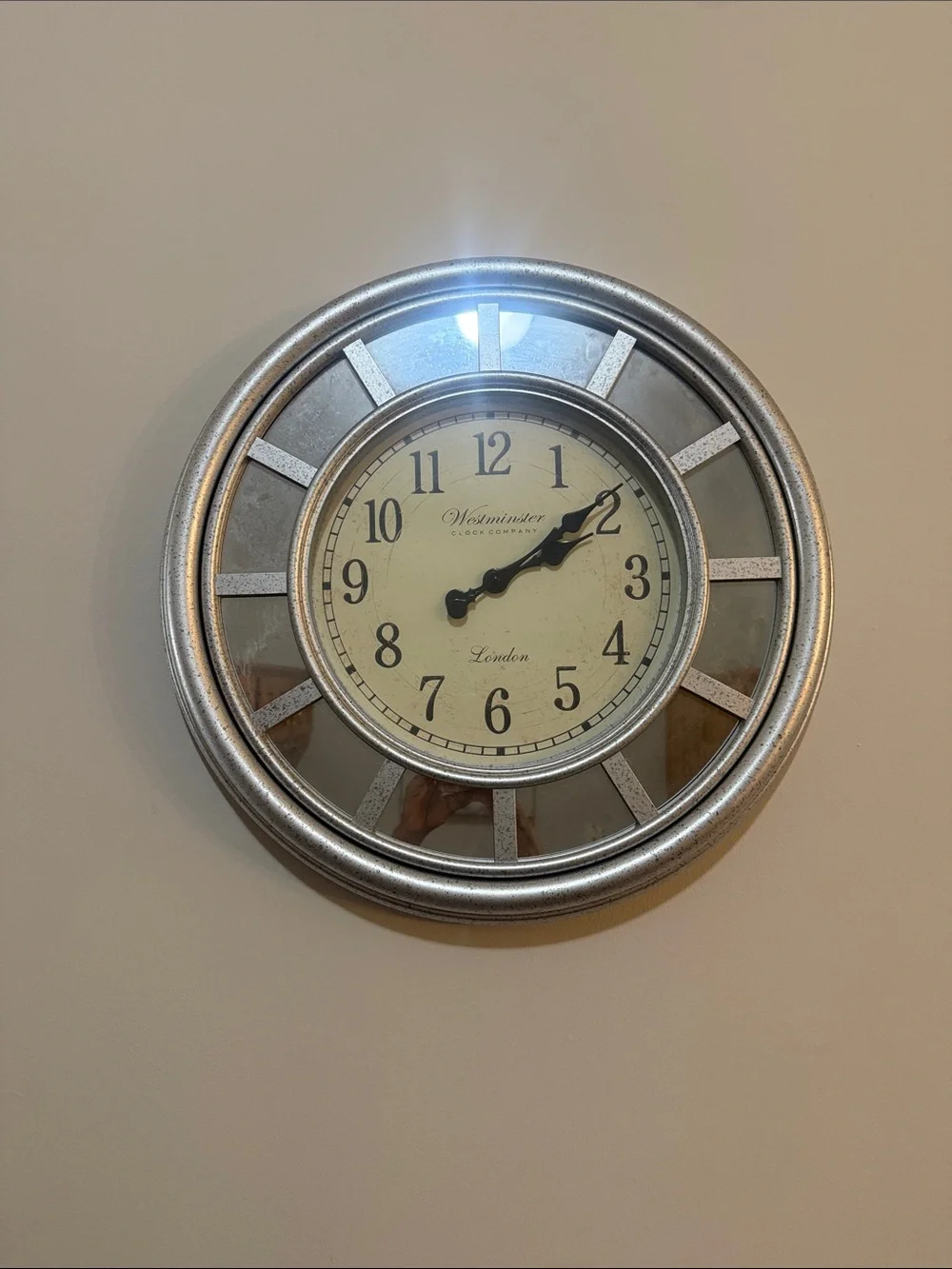 Silver Wall Clock - Vintage Style